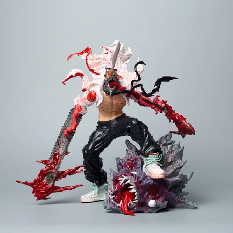 

Chainsaw Man Gk - Denji'S Furious Battle Scene Against The Bat Demon Model Anime Merchandise Desktop Decoration Boxed Figurines