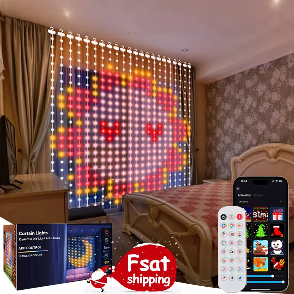400 LED Smart Curtain Lights String Lights with App Remote Control Music Sync Christmas Curtain String Outdoor Fairy Lights