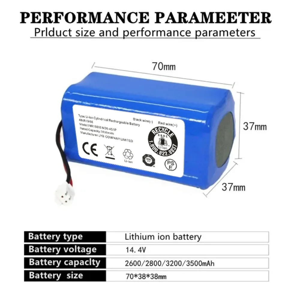 Ersatzakku RVBAT850 für Shark Ion R75 R85 RV850 S87 Roboterstaubsauger 14,4 V 3500 mAh Lithium-Ionen-Originalteil-Upgrade