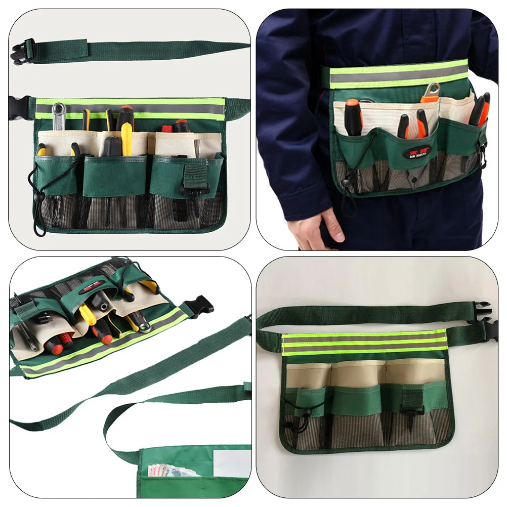 

Waist Tool Bag Reflective Stripe Multi-Pocket Oxford Cloth Garden Tool Fanny Pack Adjustable Utility Belt Pouch for Garden