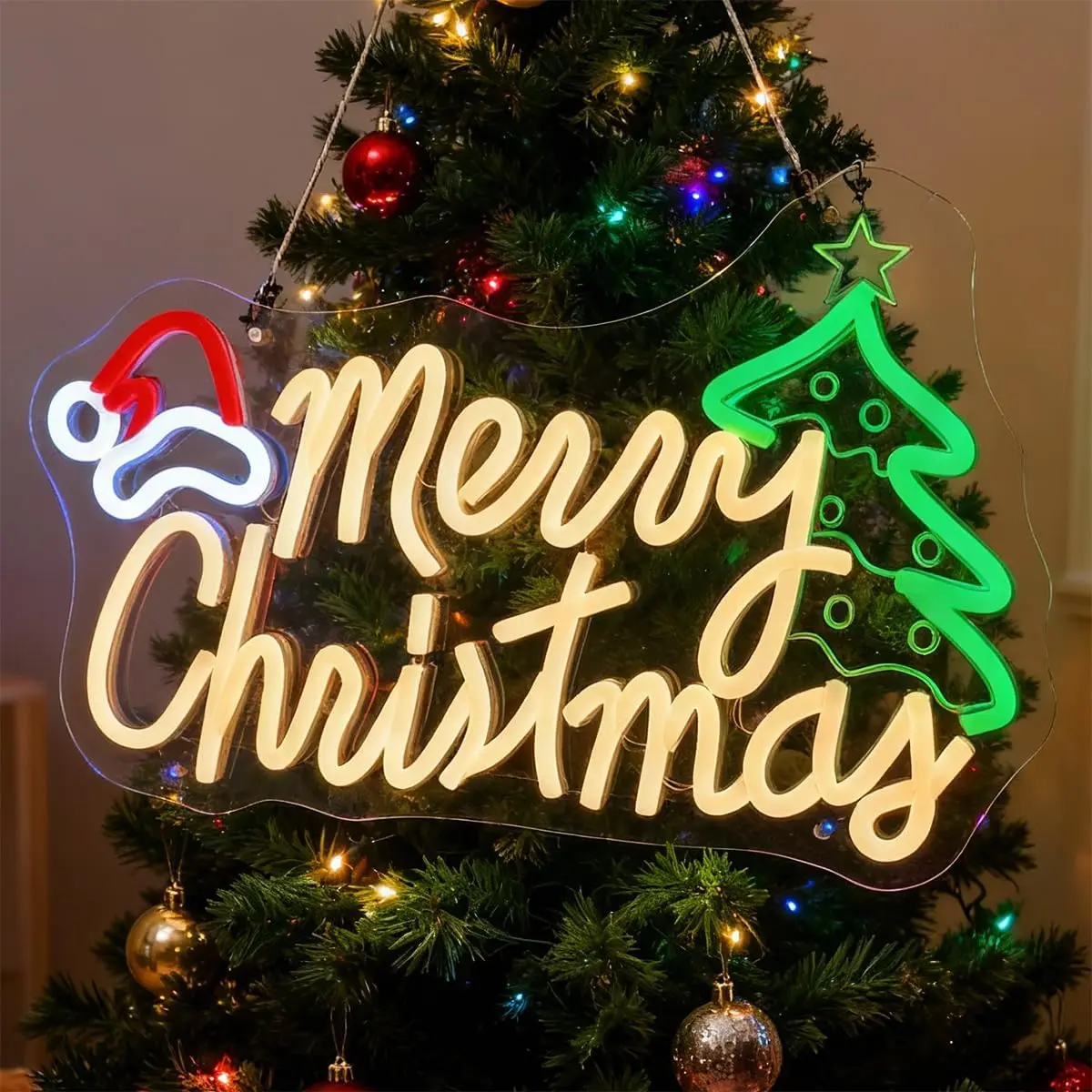Merry Christmas LED Neon Sign USB Neon Light for Bar Home Window Party Game Room Christmas Holiday Bedroom Wall Art Decor Gift