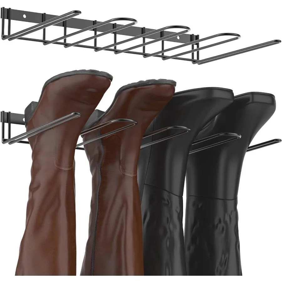 

Boot Rack Wader Hanger Wall Mounted 4 Pair Sturdy Metal Boot Organizer Tall Shoe Holder for Closet Entryway Indoor Garage