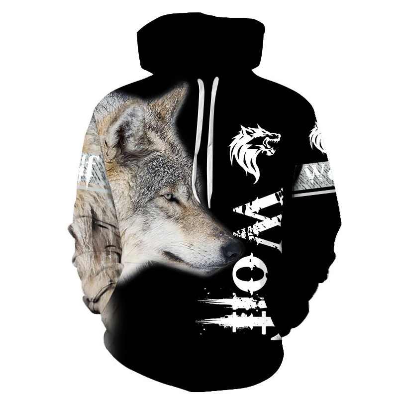 

2024 New Fashion Wolf Pattern Men's Hoodie 3D Loose Fall Sweatshirt Men's Street Hoodie Funny Hoodie Brand Men's clothing