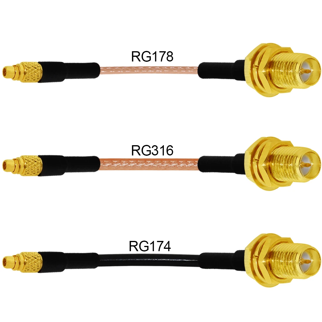 Interruptor de tuerca de gato hembra de RP-SMA, MMCX macho, Cable de cola de cerdo recto RG174 RG316 RG178, venta al por mayor, 15cm, nuevo