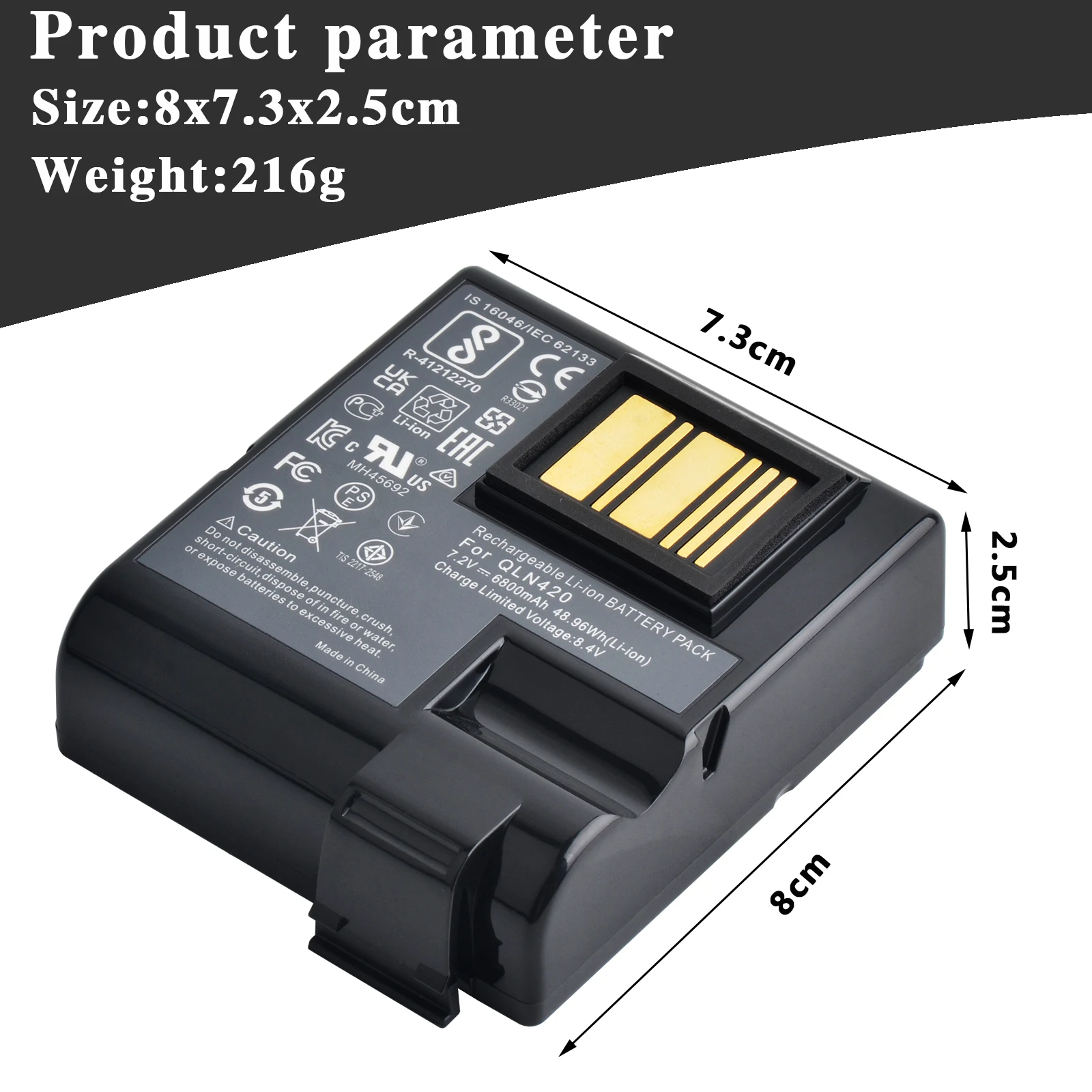 QLN420 6800mAh Rechargeable Replacement Battery For Zebra QLN420 ZQ630 ZQ630 Plus Mobile Label Printer P1040687 P1050667-016