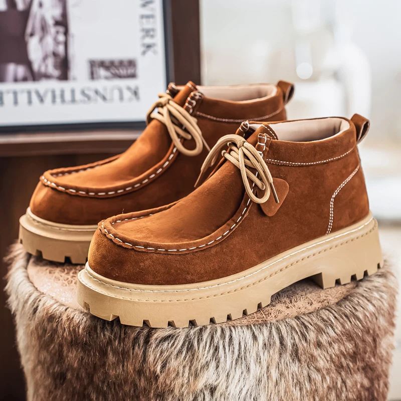 جديد جودة عالية اليدوية الرجال عادية البقرة المدبوغ أحذية من الجلد الخريف الشتاء اليابانية الأدوات حذاء من الجلد الأعمال الصحراء الأحذية #3