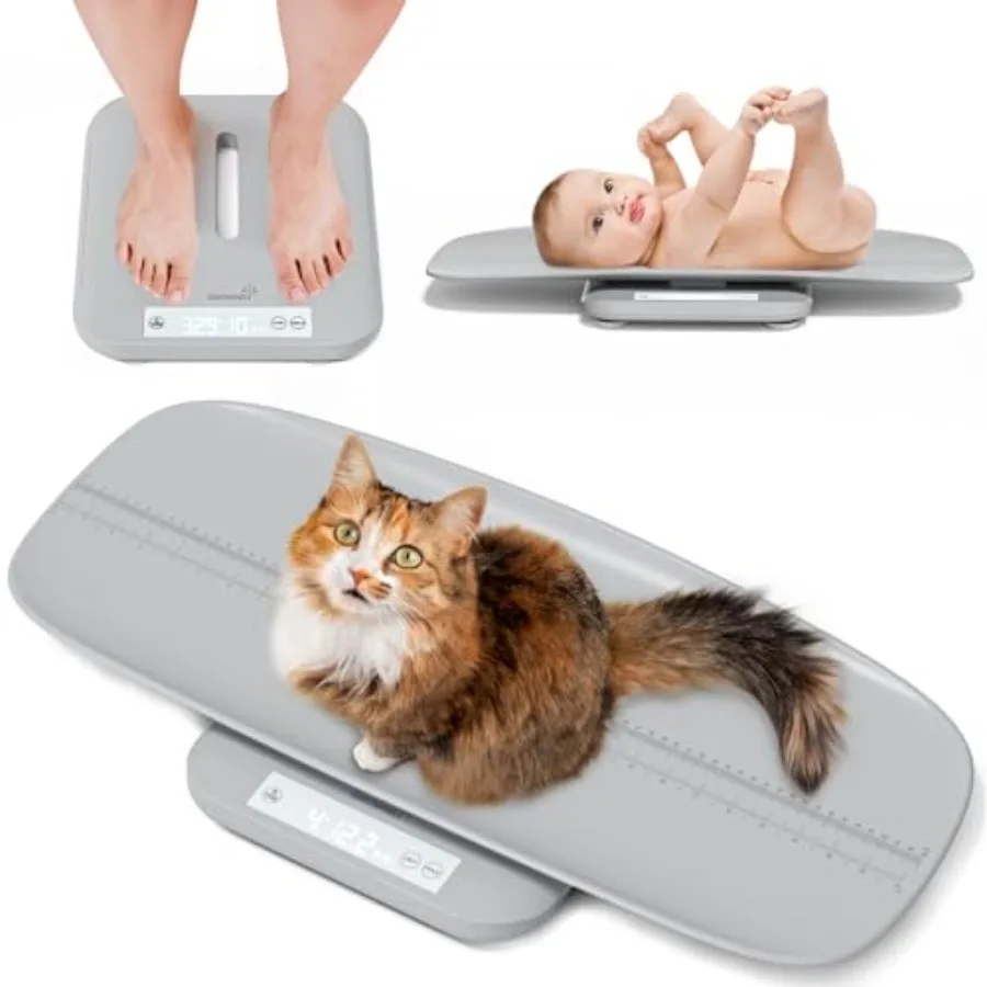 

Multifunctional Baby and Pet Scale - Weigh Up to 330lbs, Digital with Hold Function, Height Measurement, 5 Units, LED Screen