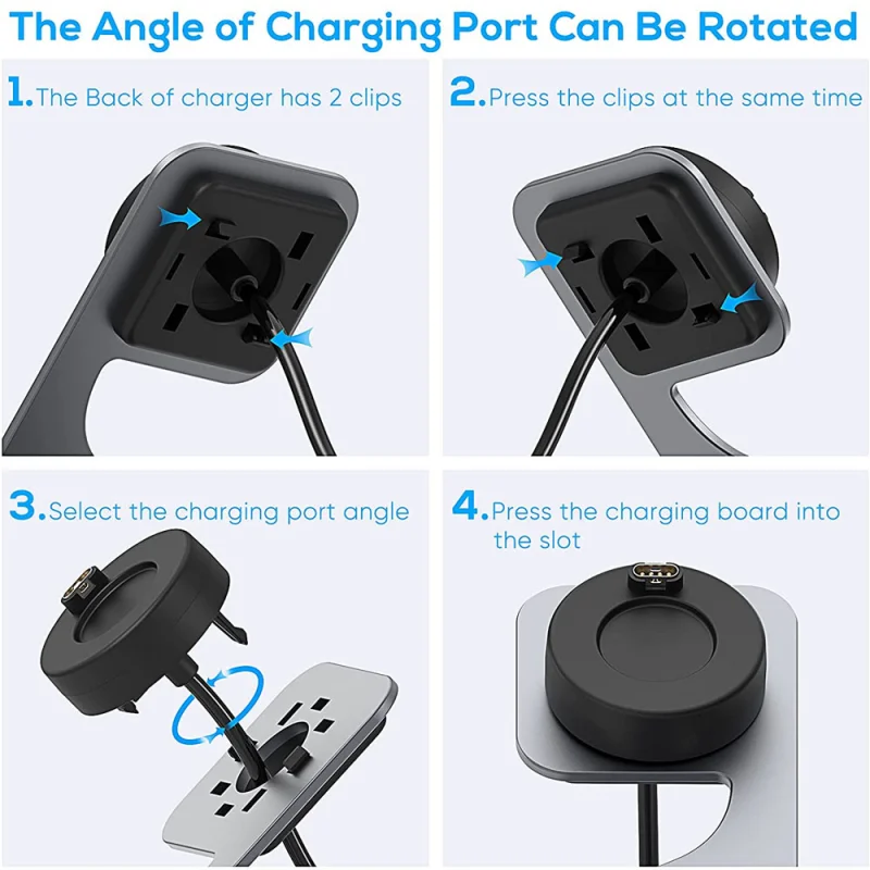 Metal Charging Stand for Garmin Instinct/ Vivoactive 3 4 4S Fenix 5 Plus/6 6X Pro/ 7 7S 7X Usb Charger for Forerunner 245 645