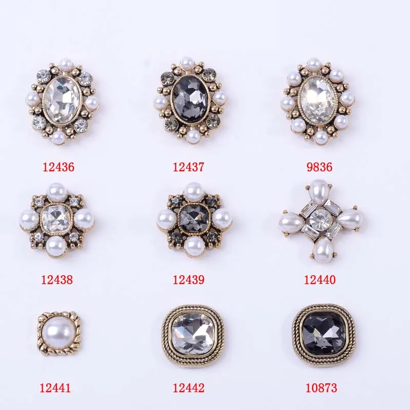 10pcs/bag New Style KC Gold Rhinestones/imitation Pearl Handmade Materials Diy/Clothing/bag/button Alloy Accessory