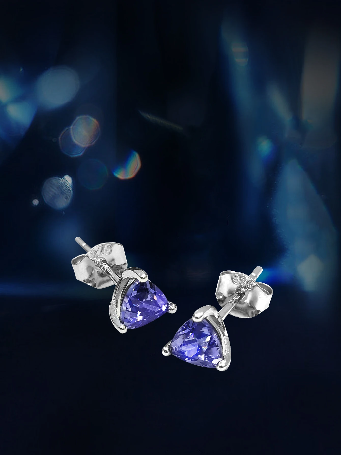 

Trillion Cut Earring Tanzanite Stud Earring for Women 925 Sterling Silver Earrings New 2024