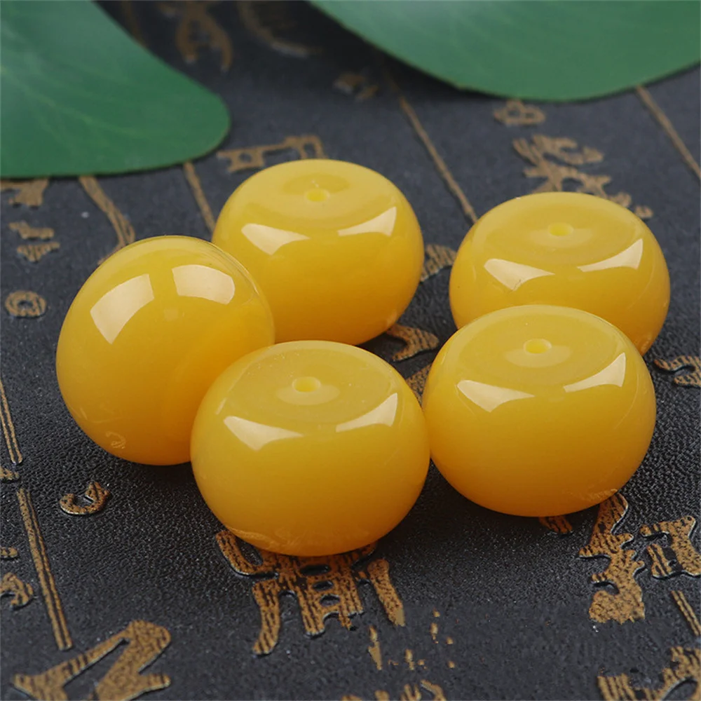 10PCS Honey Resin Beeswax 22X14mm Chicken oil yellow Wheels Abacus Spacer Loose Beads DIY Jewelry Making Necklace Bracelet Key