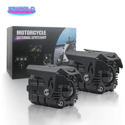 2pcs Motorcycle Spotlight Headlight LED Lens Hi/Low Beam Auxiliary Driving Fog Lights Motorbike External Scooters Headlamps