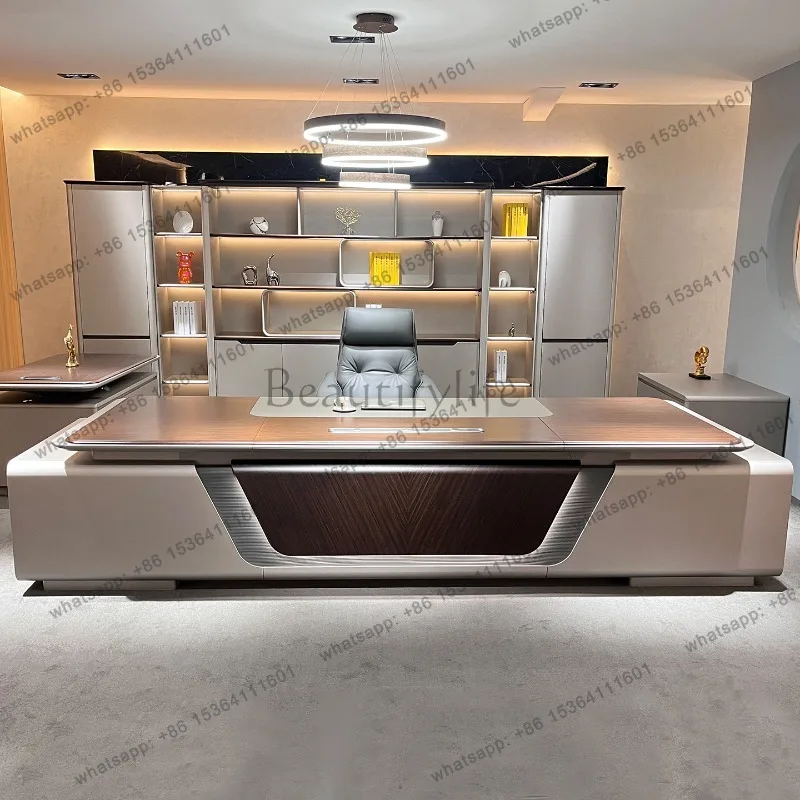 FG Wooden Luxury Office Desk Modern Computer Decoration Executive Office Desk Aesthetic Display Mesas Escritorio Salon Furniture