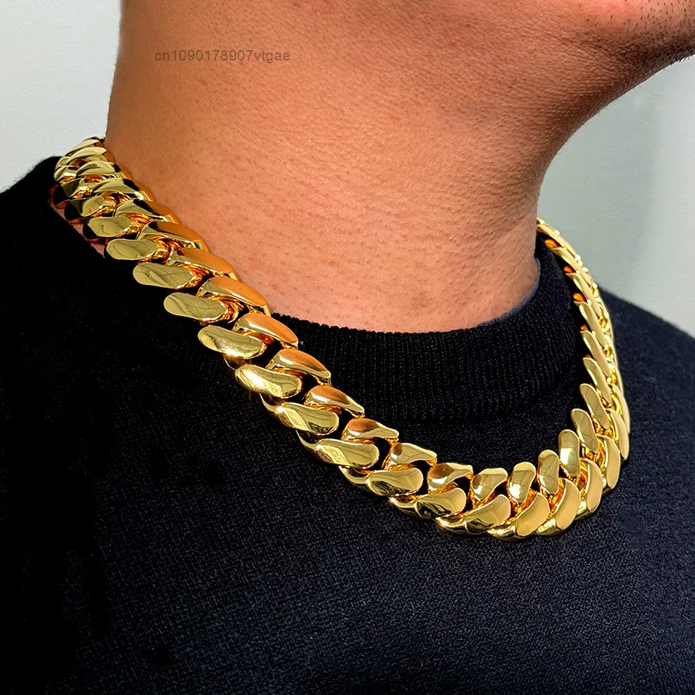 22mm 20mm Hiphop Plain Cuban Chain S925 Sterling Silver Gold Plated Custom Cuban Link Chain