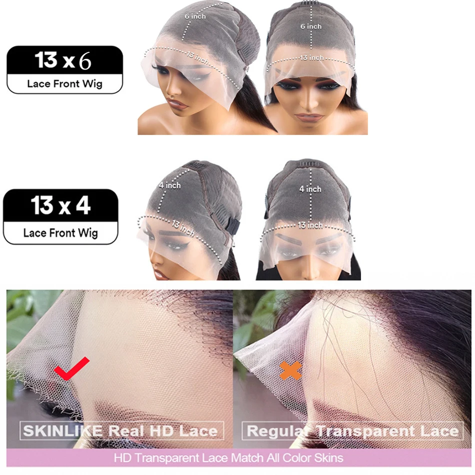 Peruca de cabelo humano onda de água profunda para mulheres, perucas dianteiras encaracoladas, peruca frontal do laço HD, 200 densidade, 30 ", 38", 13x6, 13x4, 100%