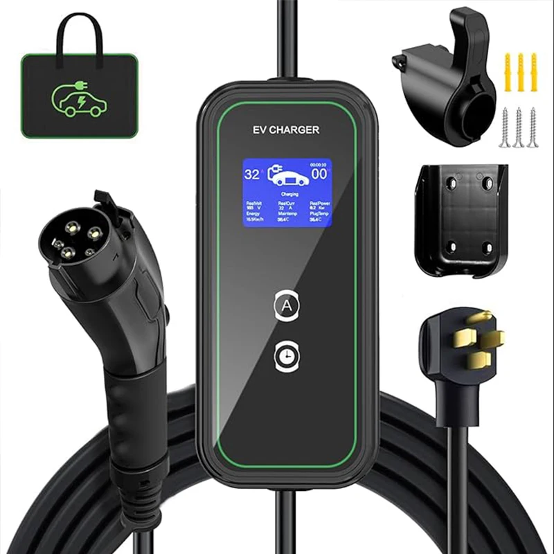 32A Portable 7kw Level 2 Car Battery Charger Usa Version Mobile Fast Home Charging Station Pile EV Charger To Tesla