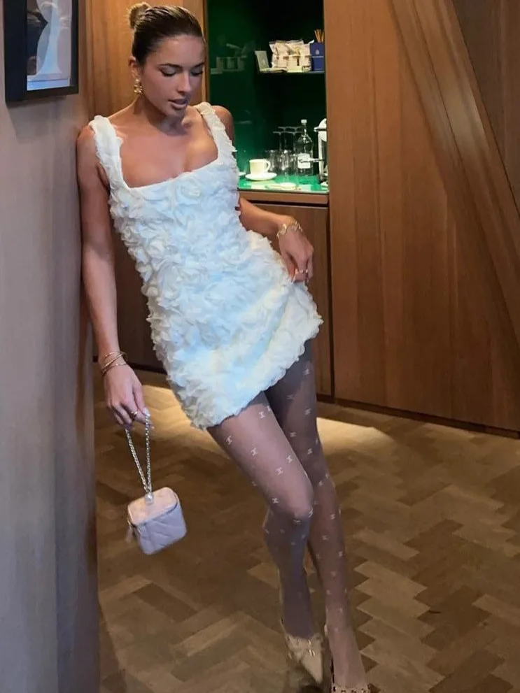  Color 3D Flower ter Dr Women's Summer Slim Fit Gown oulder Strap Dres Casual A-Line Skirt Chinese Brand