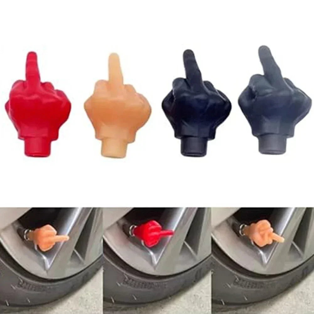 Car Middle Finger Styling Tire Valve Cap Personality Decor Wheel Nozzle Dustproof Waterproof Tyre Valve Stem Caps Accessories