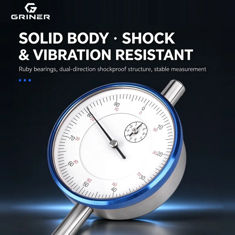 GRINER Shockproof Vernier Caliper 0 - 10mm Indicating Dial Mechanical Vernier Caliper base Dial scale high precision 0.01