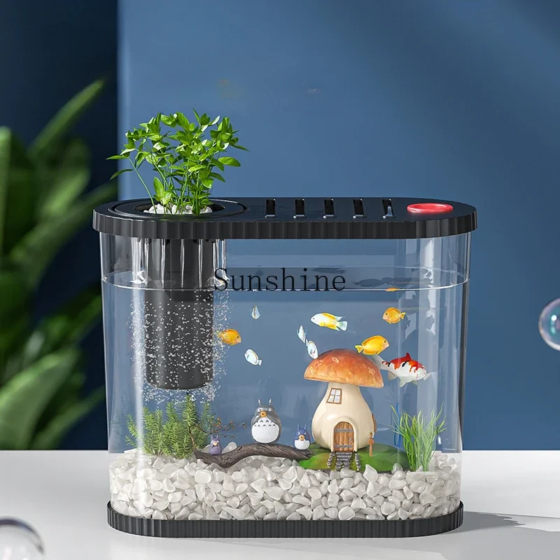 

Small living room filter oxygen generator ecological landscaping transparent goldfish tank