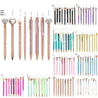 3/5/8/9 Uds. Bolígrafos metálicos rojos, rosas, morados, negros, azules y blancos, juego de tinta negra, arena movediza, diamante artificial brillante