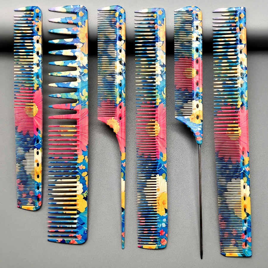 

6-Piece Comb Set, Professional Hair Stylist Comb Set, Men's Pompadour Comb, Double-Sided Comb for Men and Women with Short Hair, Double-Sided Comb for Long Hair, Styling Tail Comb, Professional Salon Essential Comb Set