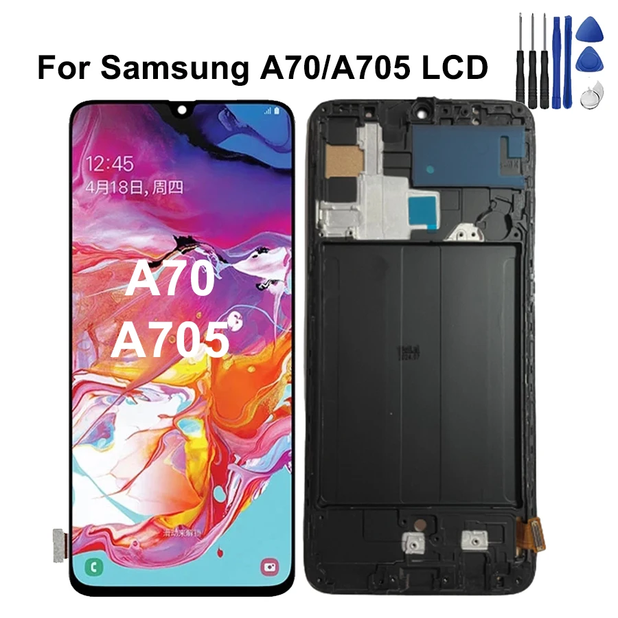 Super AMOLED For Samsung A70 LCD Display With Touch Screen Digitizer Assembly A705 A705F A705FN/DS SM-A705MN Display Replacement