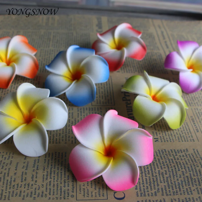 10pcs 5cm Plumeria Hawaiian Foam Frangipani Artificial Fake Flowers Headress Flower Baby Shower Wedding Party Decoration