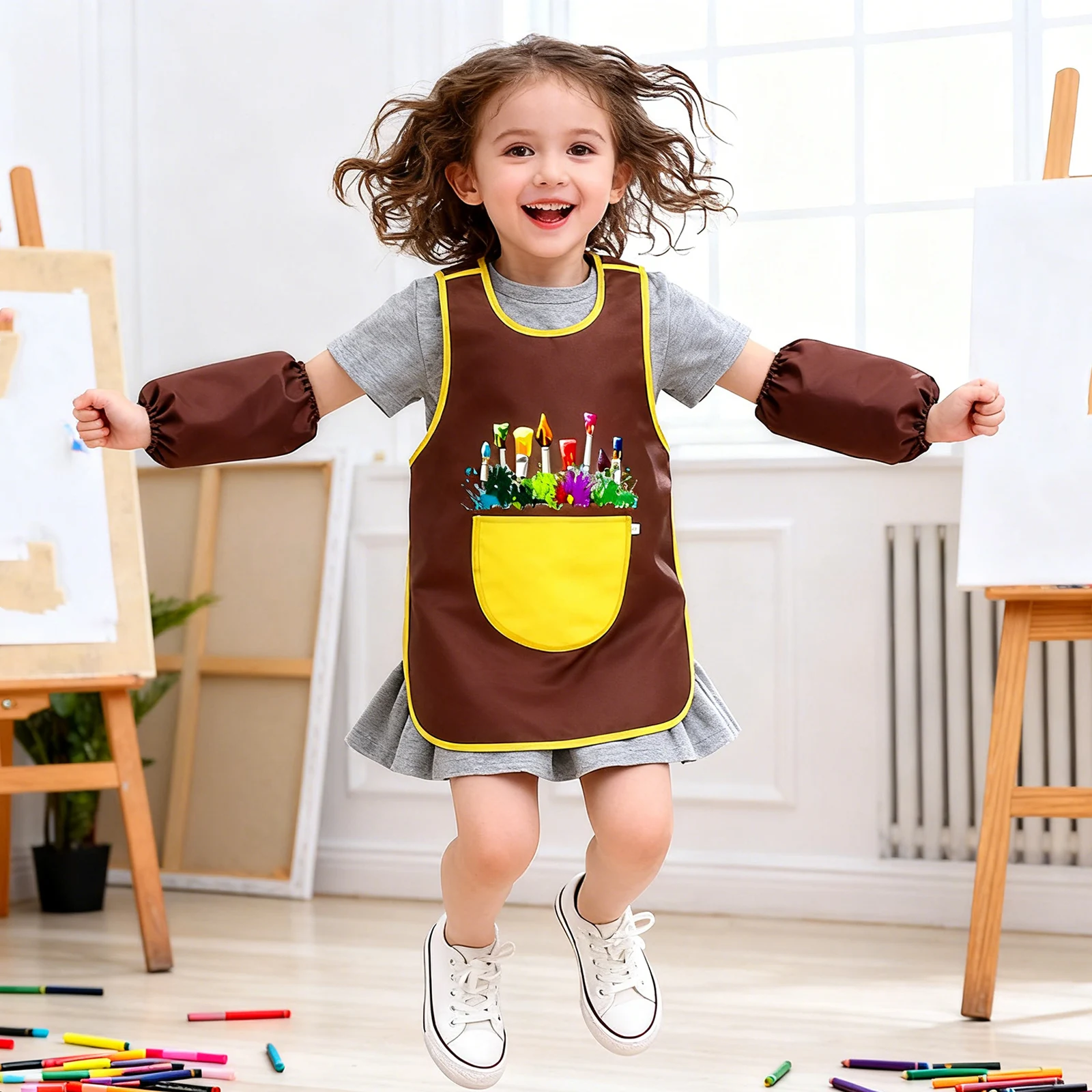 Tablier de peinture imperméable sans manches pour enfants, pull-over avec manches pour peintre, Cosplay, dessin, support de cuisine