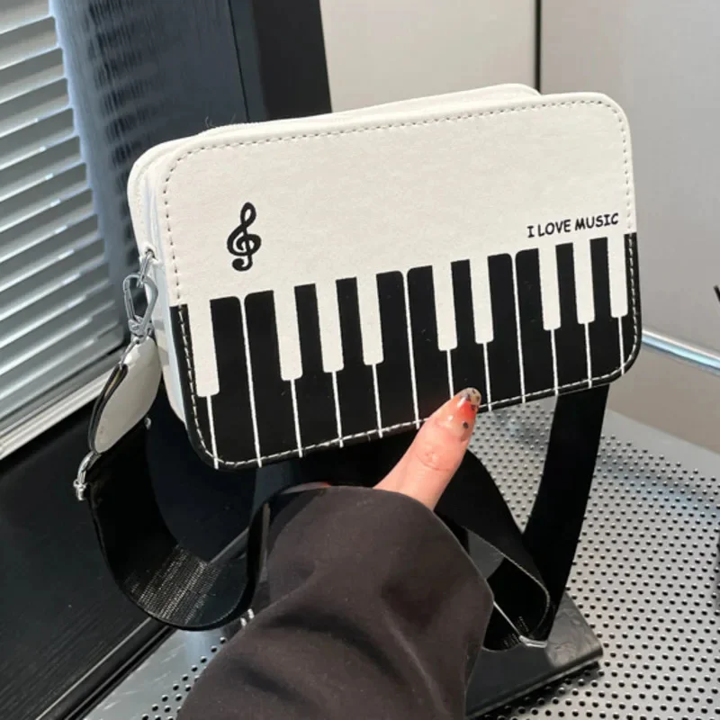 

Funny Backpacks Piano Note Contrasting Colors Fashionable Girl Sweet Personal Diagonal Cross Shoulder Bag Small Square Bag New