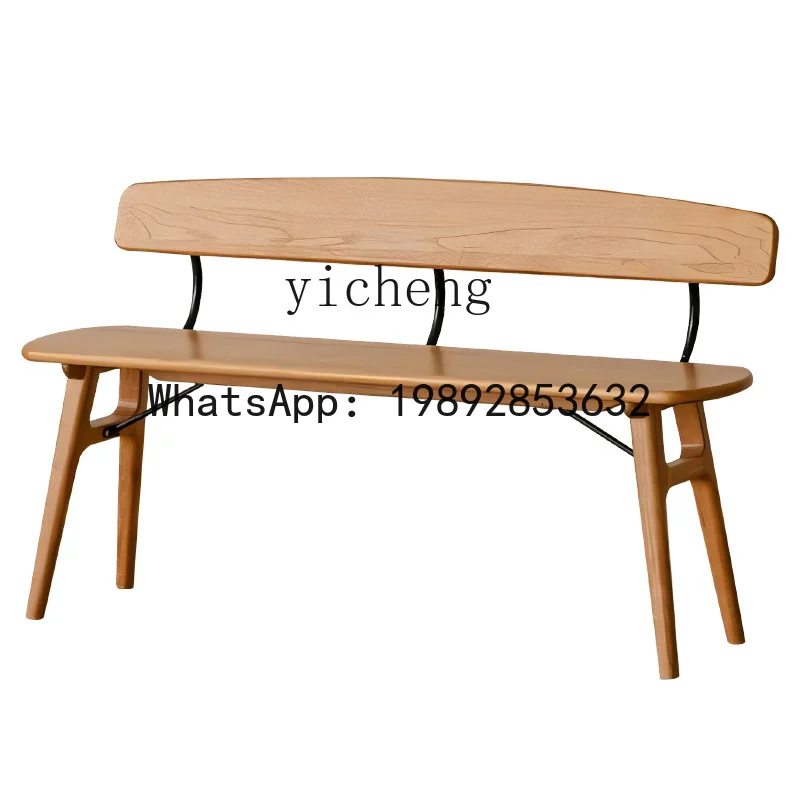 Solid Wood Bench Simple Dining Table Living Room Log Bench Cherry Back Chair