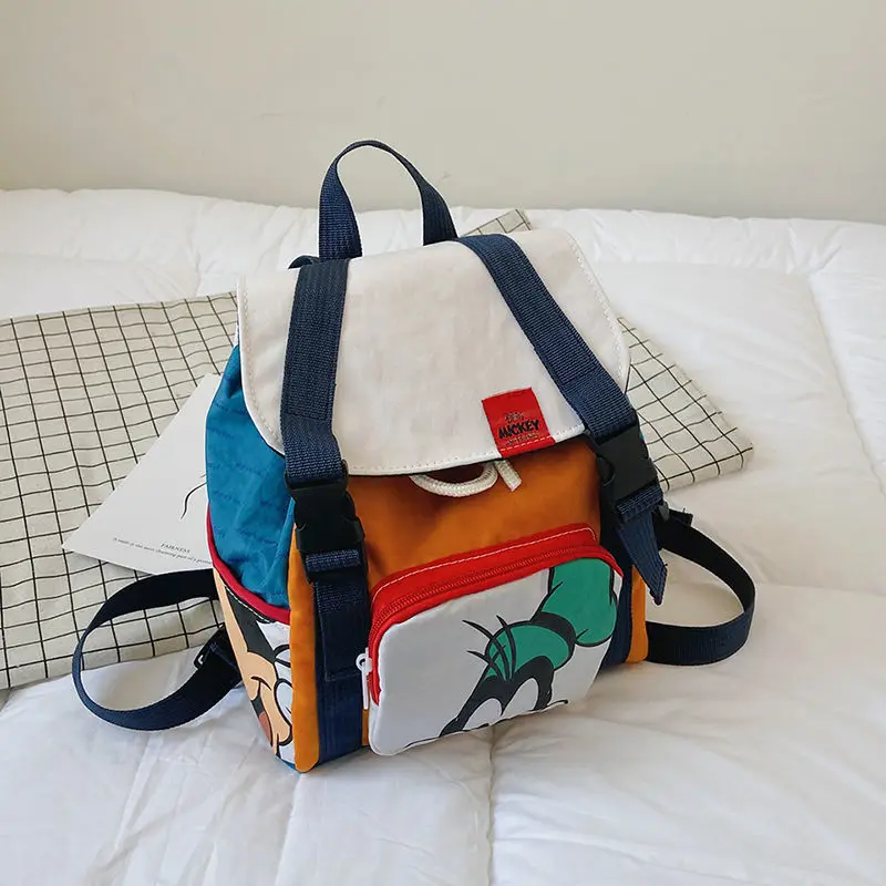 MINISO 2023 New Mickey Donald Duck Color Matching Student Backpack Cartoon Cute Lightweight Schoolbag Children's Girls Schoolbag