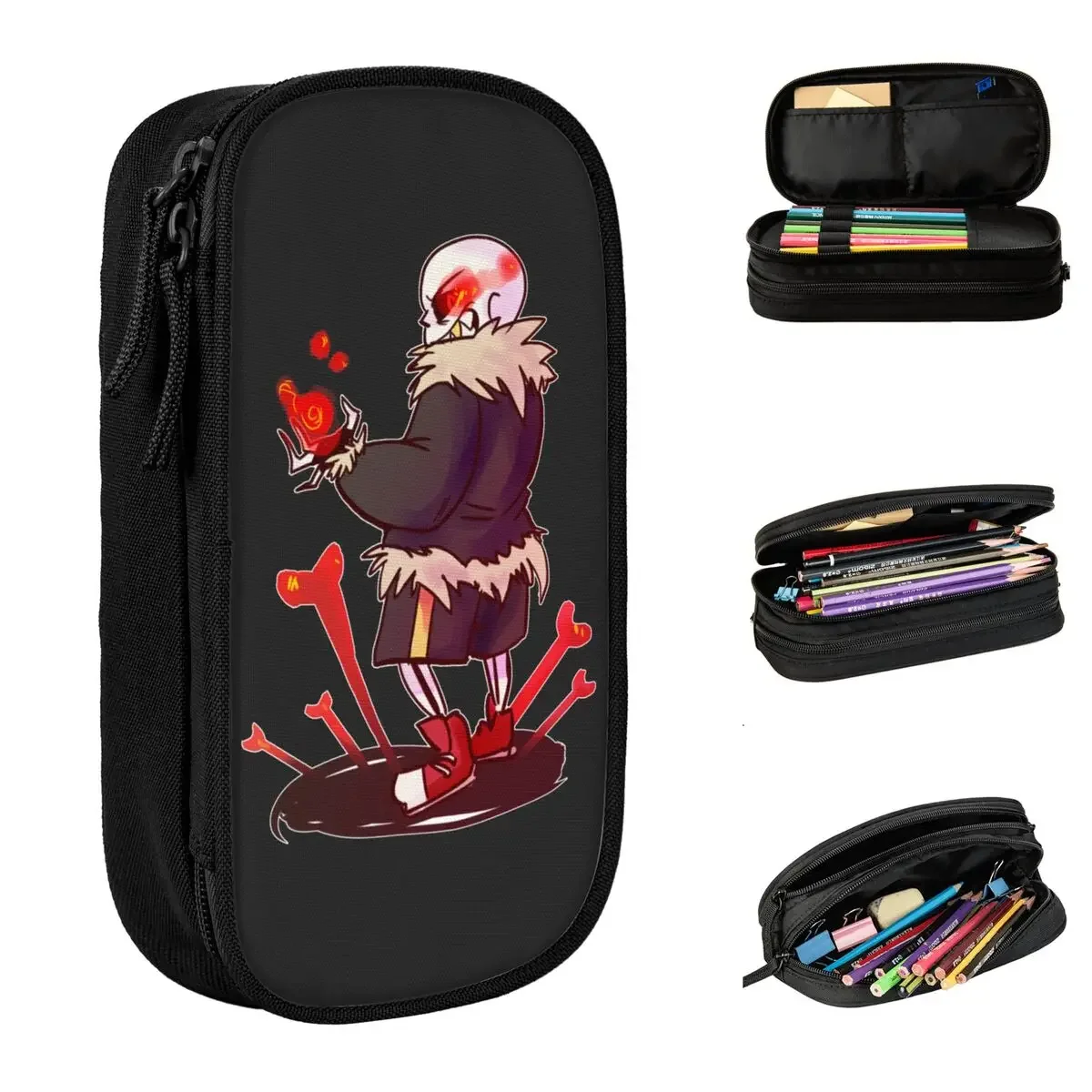 

Underfell Sans Undertale Pencil Case Fun Pen Bag Kids Large Storage School Supplies Cosmetic Pencil Box