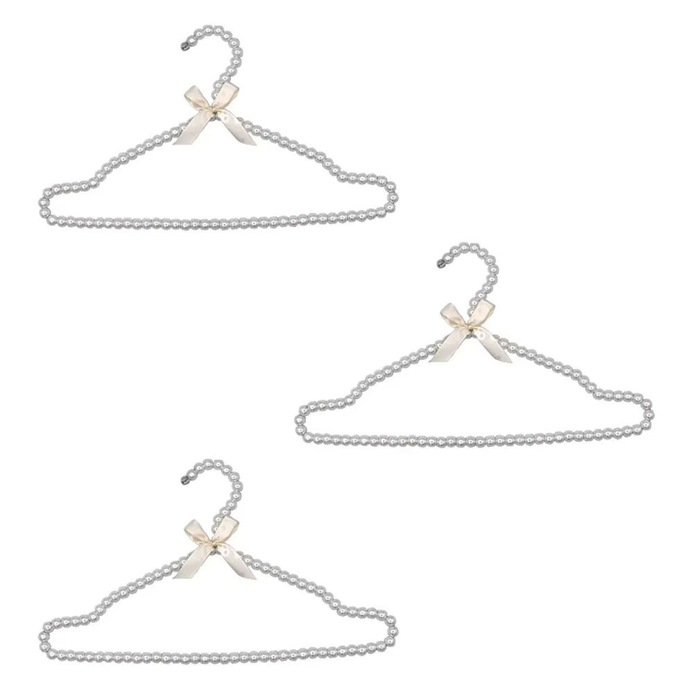 

3 Pcs Pearl Hanger Anti slip Wedding Dress Rack Strong Load bearing Capacity Wardrobe Storage Creative Iron Wire Plastic Hangers