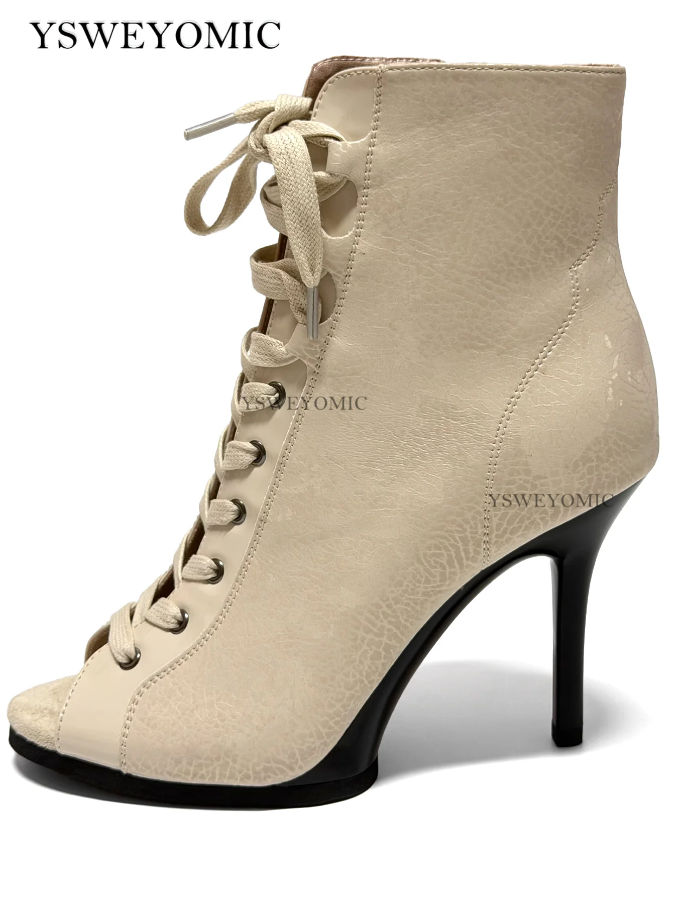 

Dance Booties 11cm 9.5cm Beige Black Rubber Sole Indoor Outdoor Ballroom Salsa Latin Women Dance Shoes For Team