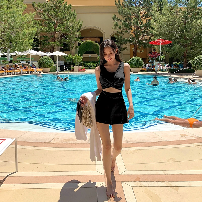 ใหม่ Spor บิกินี่ชุดว่ายน้ํา One Piece Svel สปาความร้อนชุดว่ายน้ําเกาหลี Sle กับ Pad หน้าอกว่ายน้ํา Dr ถ้วยคงที่ Pad