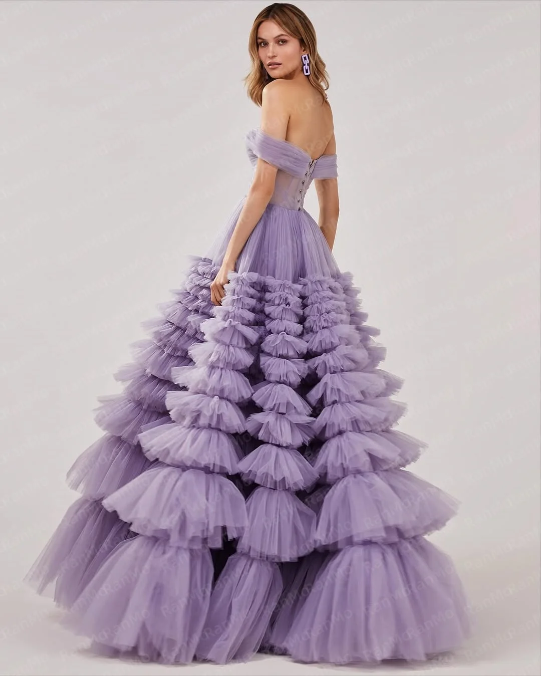 Ranmo Elegant A-line Wedding Dress Floor-Length Tiered Pleat Off the Shoulder Sweetheart Collar vestidos de noche 2026Customized