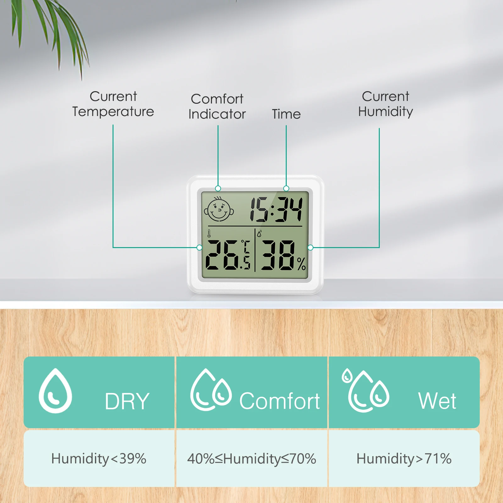 ORIA Termómetro de agua para pesca – Sensor LCD con higrómetro - imagen 4