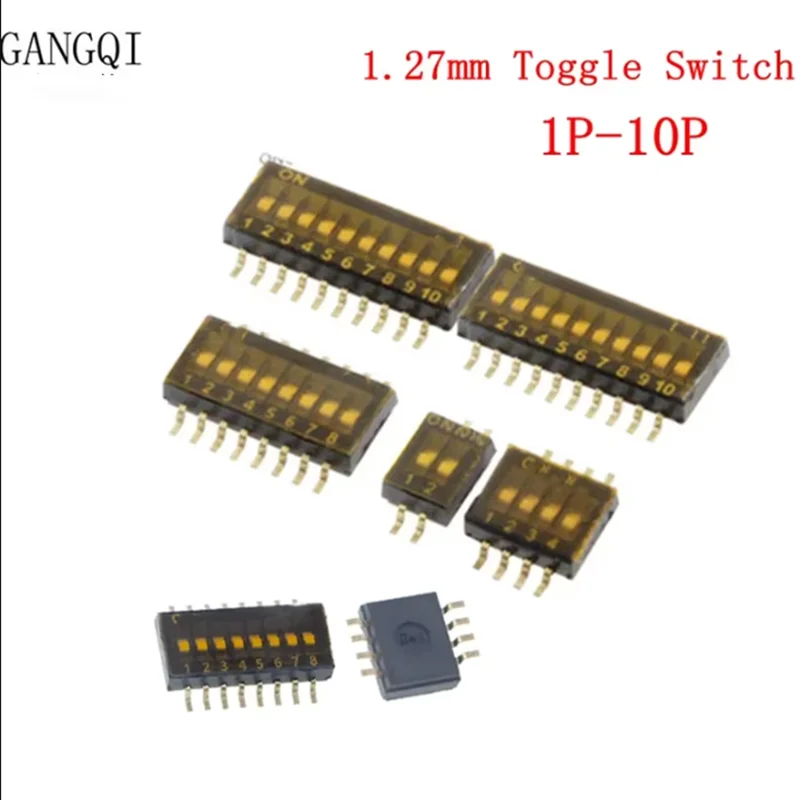 5PCS SMD SMT Slide Type Switch 1P 2P 3P 4P 5P 6P 8P 1.27mm Position Way DIP Black Pitch Toggle Switch Black Snap Switch