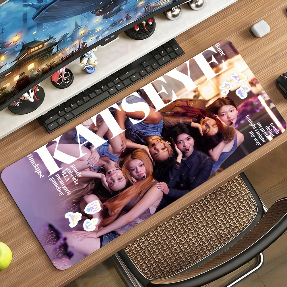 Band K-Katseye Mouse Pad Large Non-Slip Waterproof Mat Stitched Edge Keyboard Pad for Gaming Daily Office - view 5