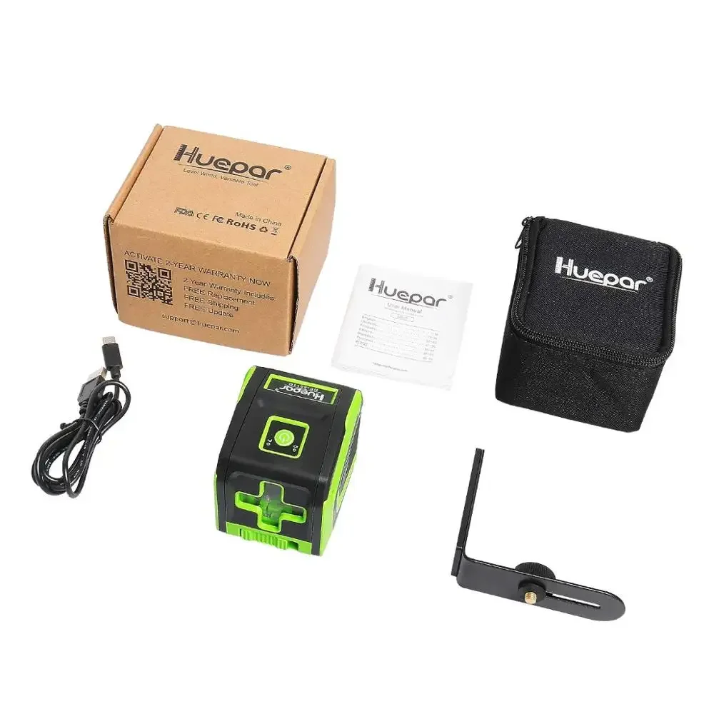 Huepar 5011G Green rechargeable 2 line laser level