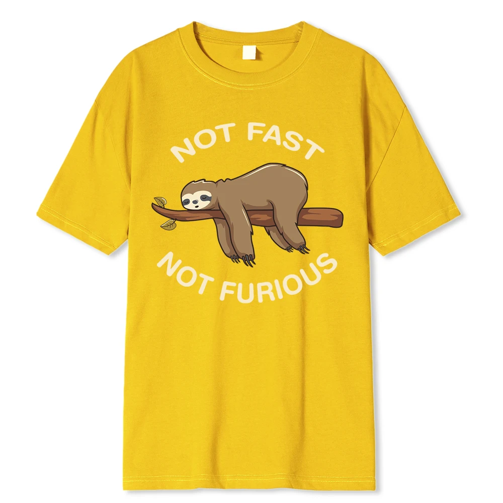 Not Fast Not Furious Sloth Sleeps Hanging From Branches T-Shirt Men Fashion Cotton Tee Clothes Soft T-Shirts Hip Hop Casual Tops
