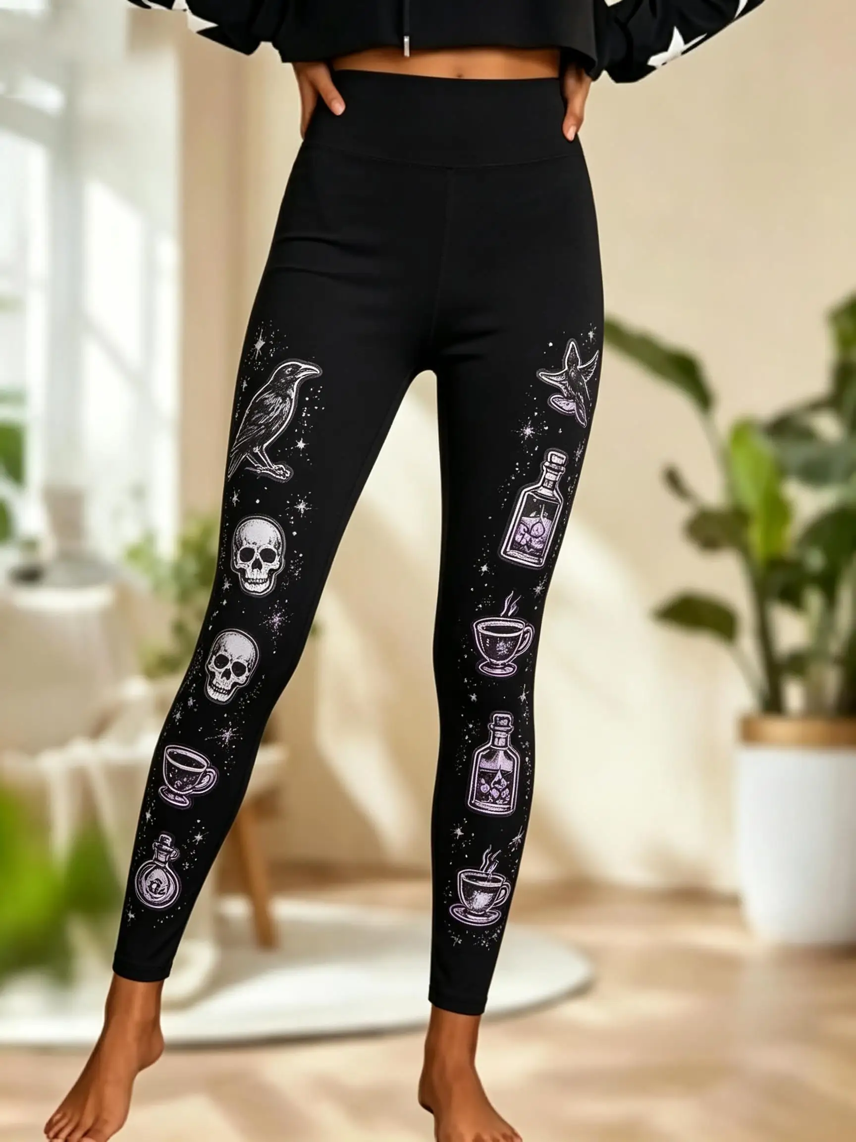 Women Fleece‑lined Mid‑rise Leggings Pumpkin Maple Leaf Football Latte Print Slim Stretch Fall Halloween Casual Pants