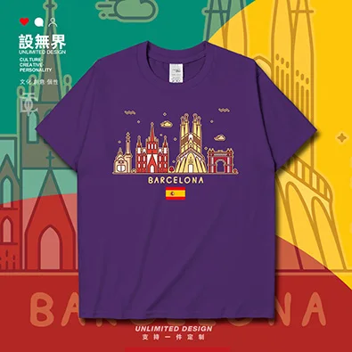 Barcelona City Tour Souvenir short sleeve T-shirt men and women summer