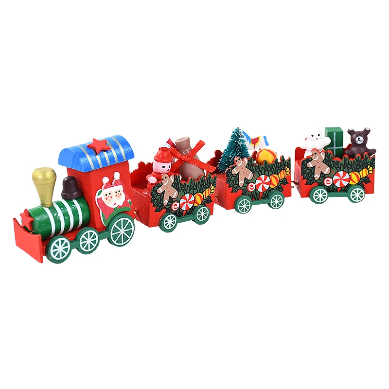 1Pc Wooden Christmas Small Train Ornaments DIY Santa Kids Toys Gift Xmas Home Decor 2025 Christmas Party Decorations Naviidad