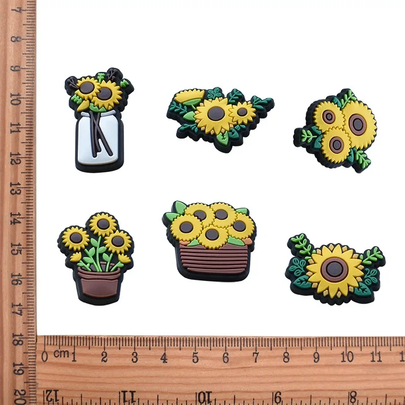 PVC Sunflower Garden Tools Shoe Buckle Charms Accessories Decorations for Sandals Sneaker Clog Customed Man Kids Gift Pin