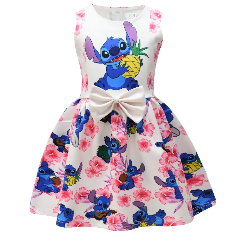 Lilo and Stitch Baby Girls Lilo Stitch Cosplay Princess Dress Kids Birthday Christmas Party Costume Summer Clothes Bow Sundress