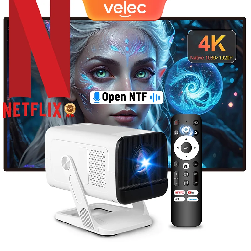 

Velec Netflix Certification Projector 1080P 290 ANSI BT5.2 Android Projector Auto-Focus Portable Smart Home Theater Projector