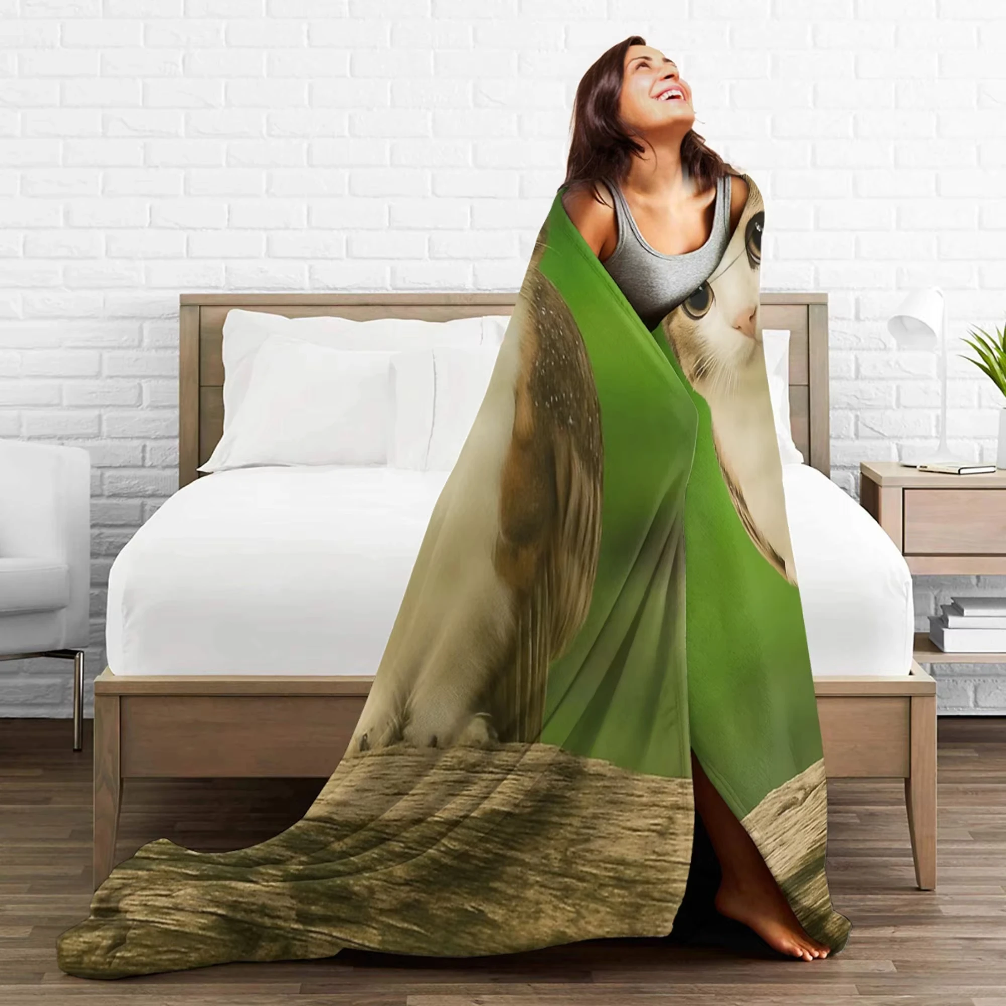 

Divertida manta Meowl Cat Owl Internet Meme Material de terciopelo multifuncional para sala de estar dormitorio sofá decoración