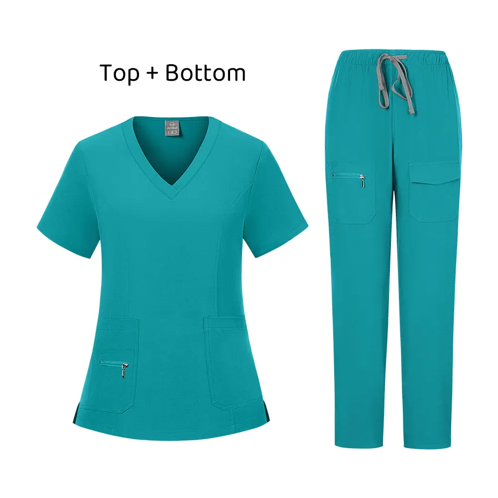 Medizinische Arbeitskleidung für Damen und Herren, Dehnbare, Atmungsaktive Krankenschwester-Uniform, Oberteil und Hose für Krankenhaus, Klinik und Tierpflege